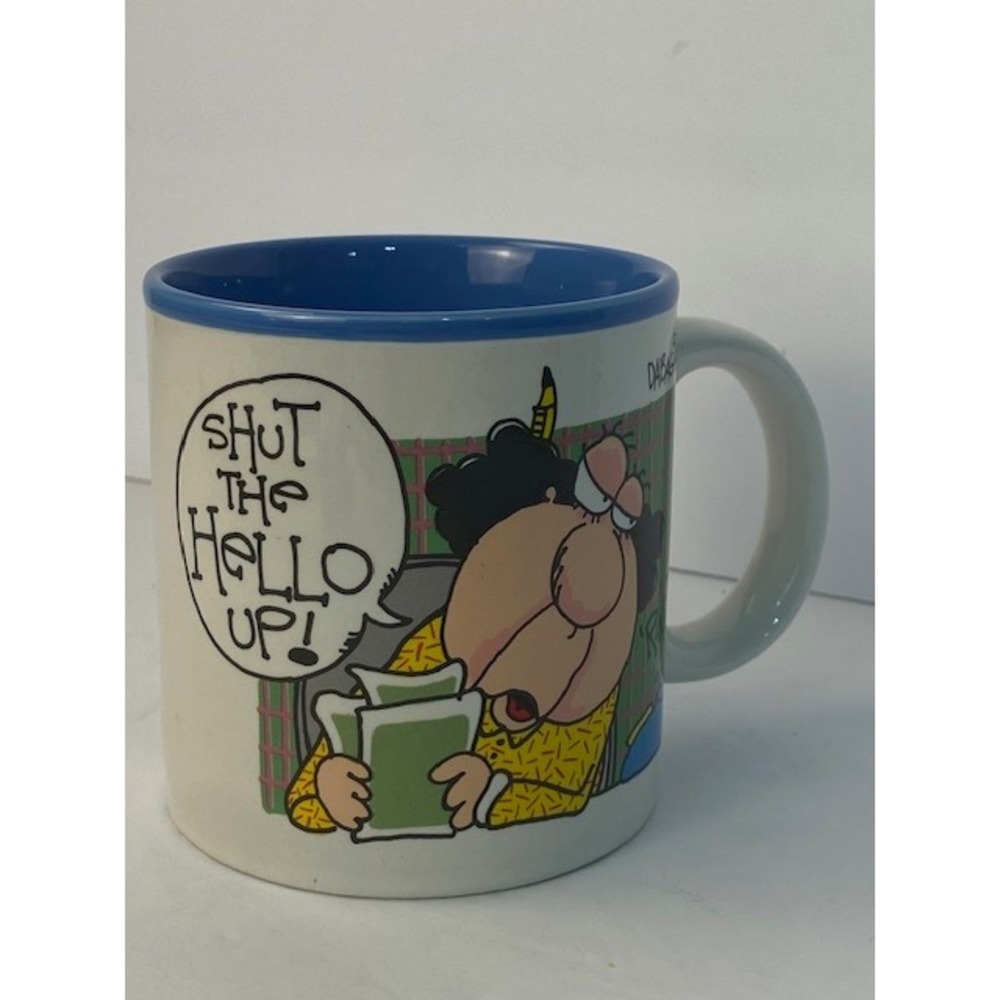 Vintage 1987 Mug Shots by Dabagian Potpourri Press Shut The Hello Up Coffee Mug